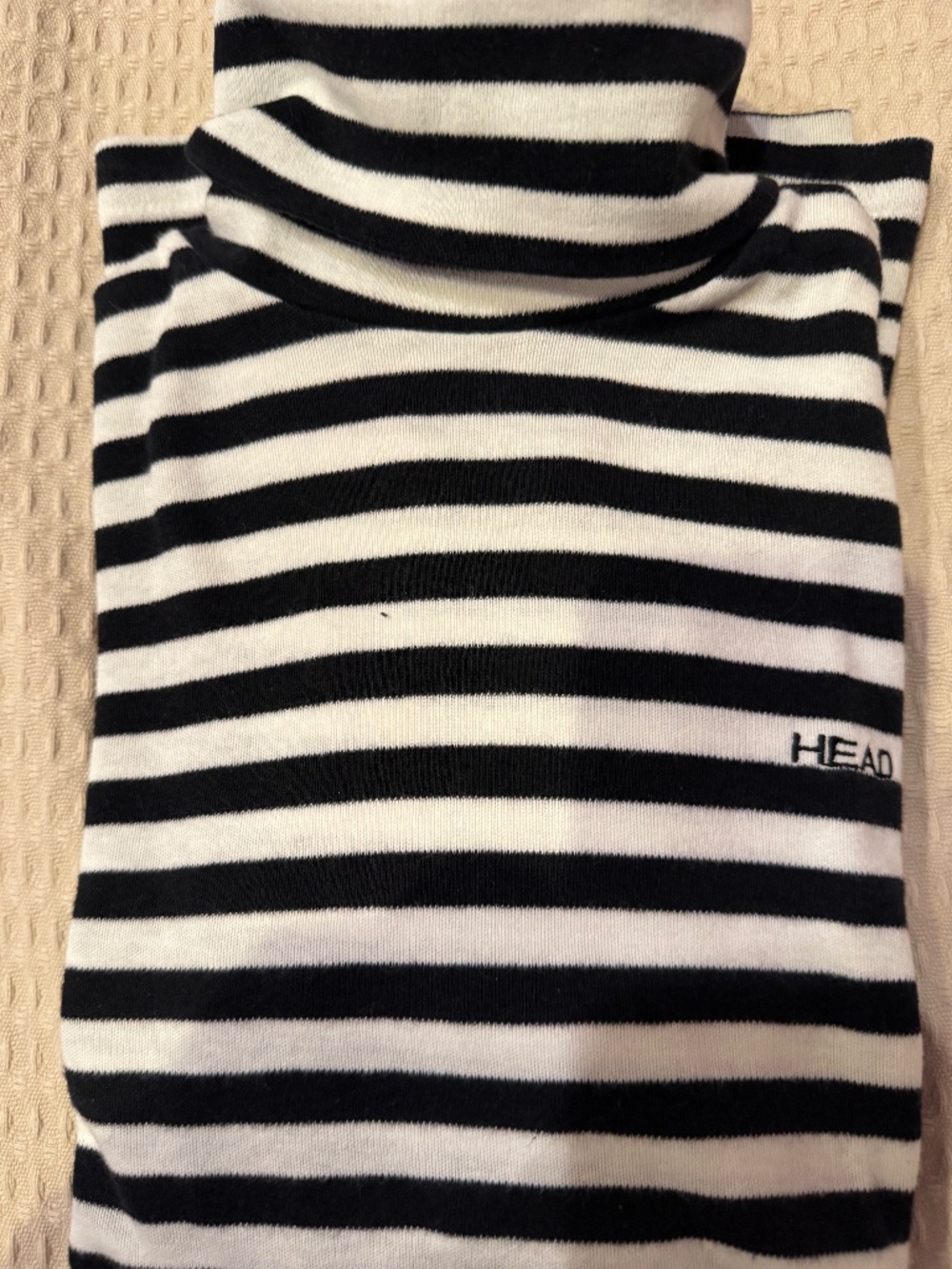 Ladies turtleneck, small, black and white stripe